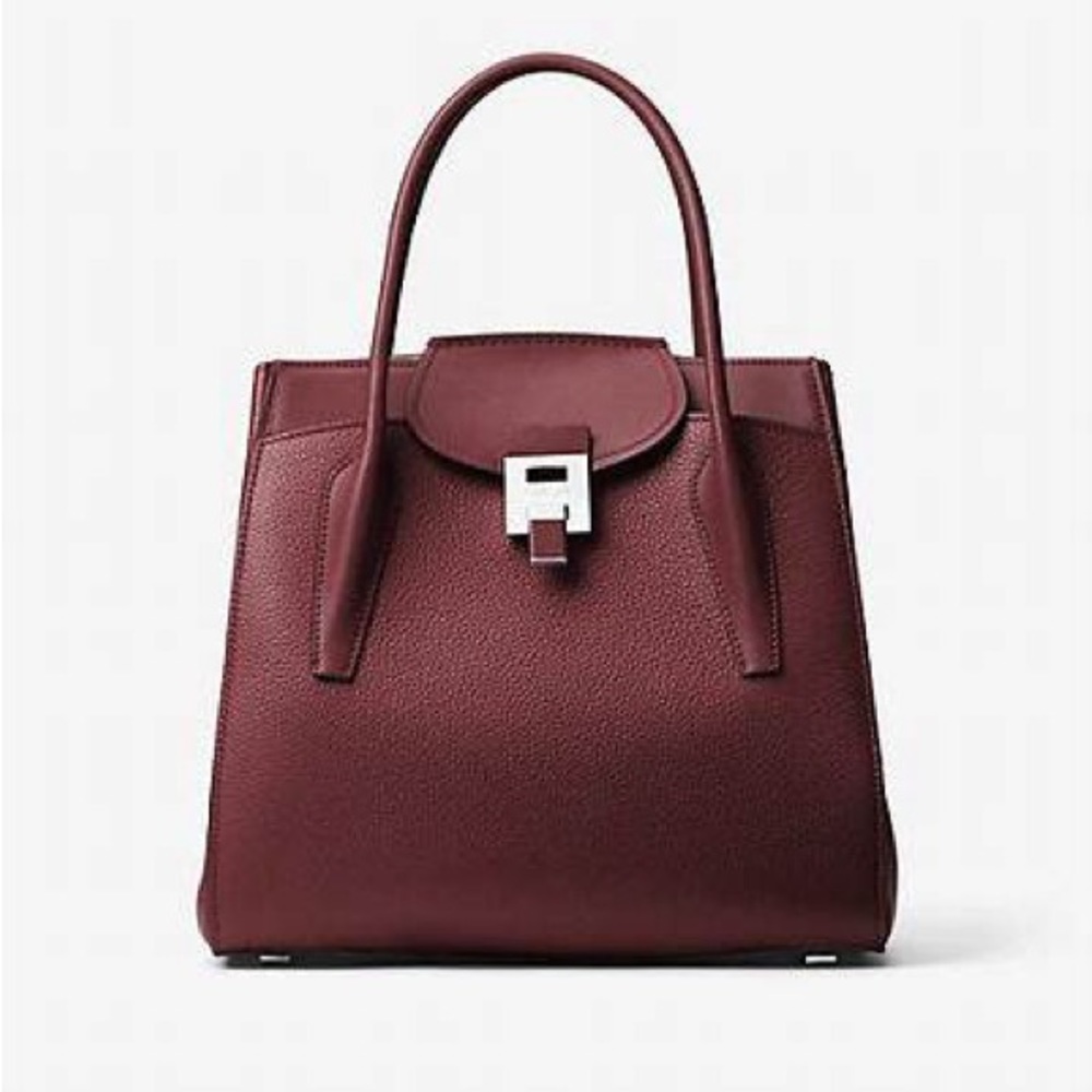 NWT Michael Kors Bancroft Large Pebbled Calf Leather Satchel